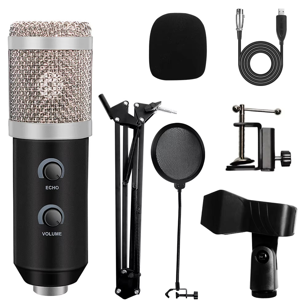 USB Microphone with Arm E20 Condenser Computer Mic Stand with Ring Light Studio Kit for Gaming Youtube Video Record 2021 Upgrade