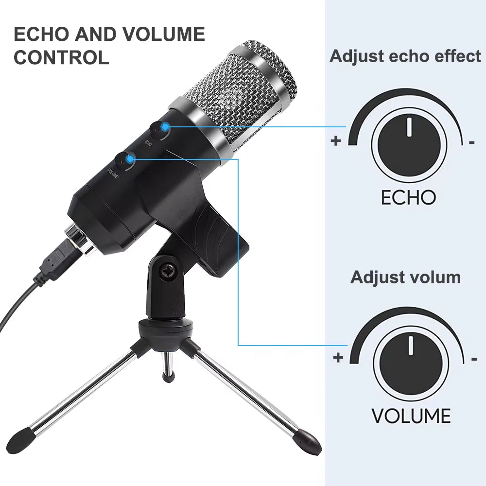 USB Microphone with Arm E20 Condenser Computer Mic Stand with Ring Light Studio Kit for Gaming Youtube Video Record 2021 Upgrade