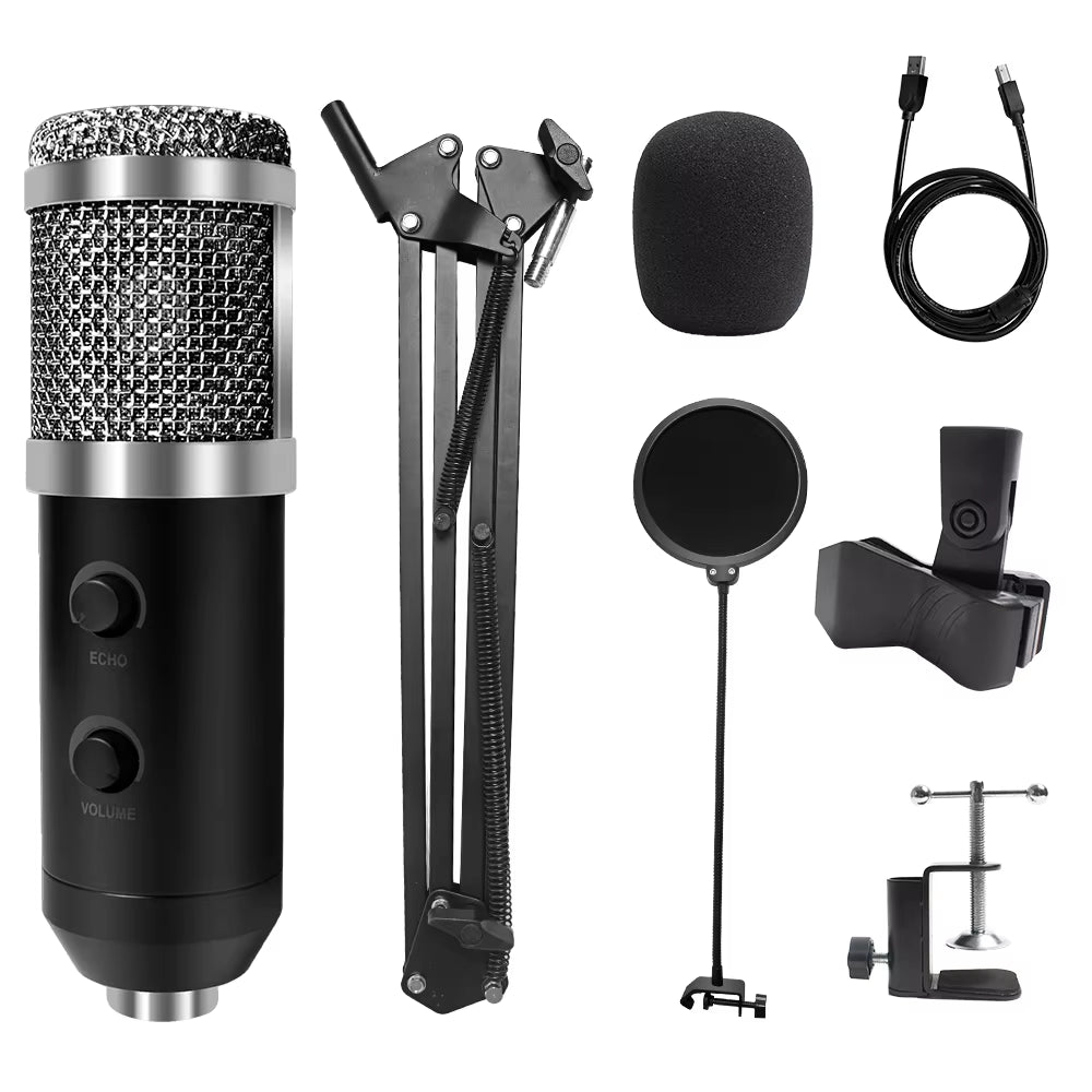 USB Microphone with Arm E20 Condenser Computer Mic Stand with Ring Light Studio Kit for Gaming Youtube Video Record 2021 Upgrade